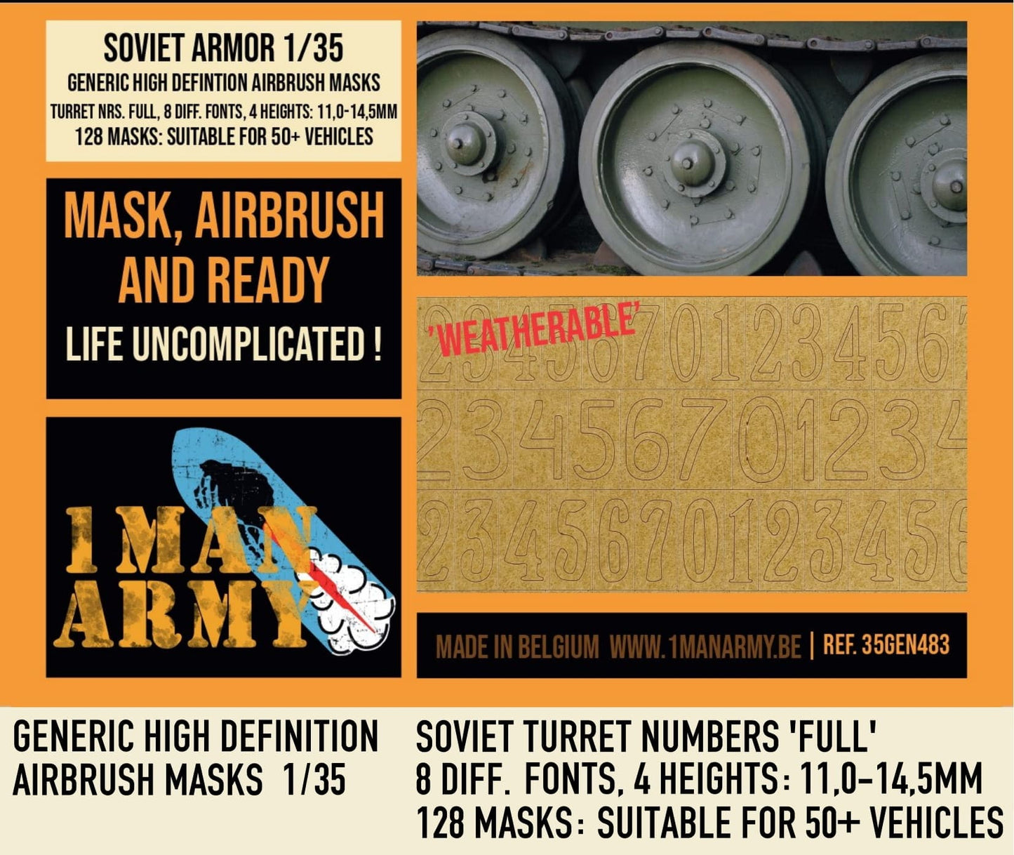 1ManArmy 35GEN483 1:35 SOVIET Turret Numbers heights 11