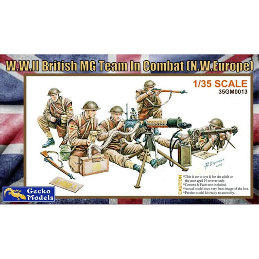 Gecko Models 35GM0013 WWII British MG Team in Combat 1:35 Plastic Model Figures