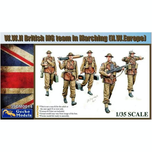 Gecko Models 35GM0014 WWII British MG Team Marching 1:35 Plastic Model Figures