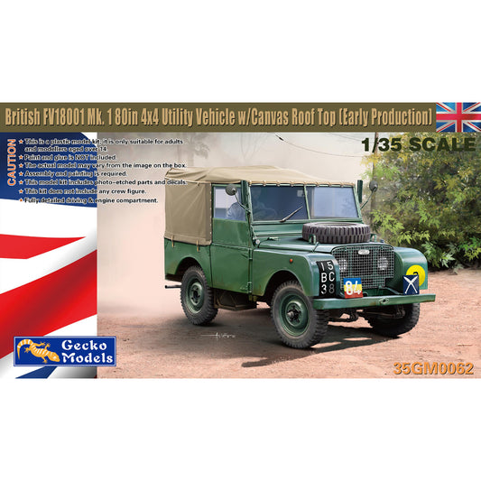 Gecko British FV18001 Mk1 80in 4x4 Utility Vehicle Early 1:35 Model Kit 35GM0062