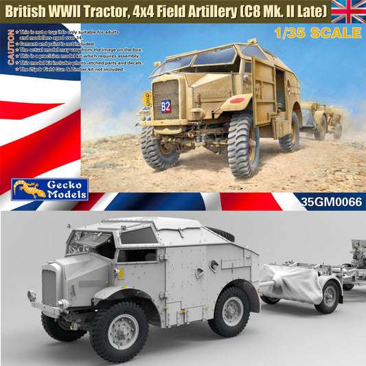 Gecko British WWII Tractor 4x4 Field Artillery C8 Quad 1:35 Model Kit 35GM0066