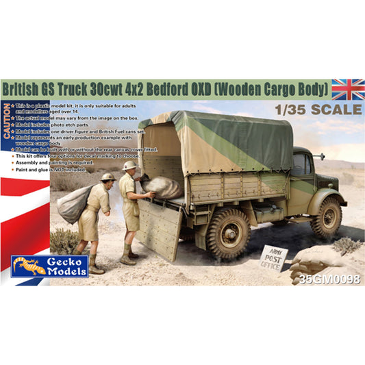 Gecko 35GM0098 British GS Truck 30cwt 4x2 Bedford OXD Wooden Body 1:35 Model Kit
