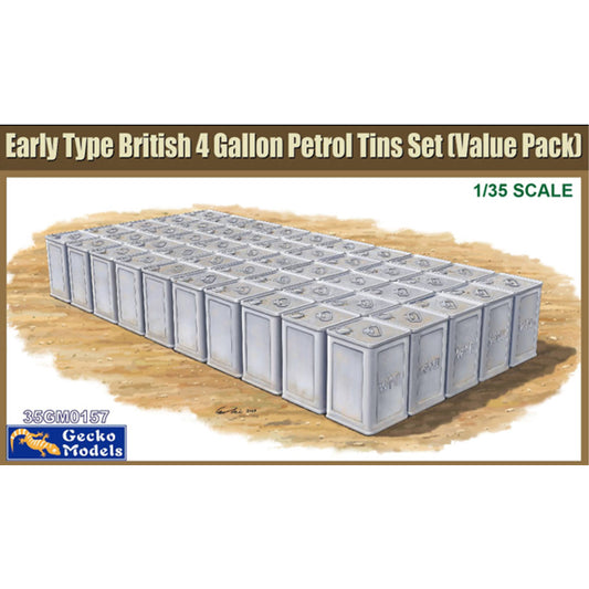 Gecko 35GM0157 Early Type British 4 Gallon Petrol Can Tins Set 1:35 Model Kit