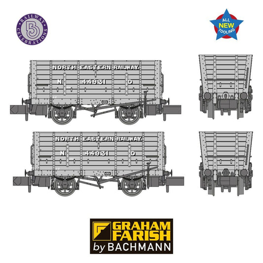 Graham Farish 373-375 NER P7 Coal Hopper North Eastern Railway Grey (ND) N Gauge