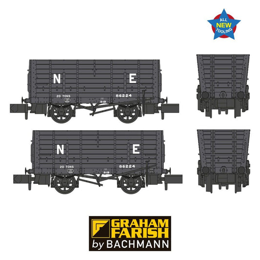 Graham Farish 373-376 LNER D12 Coal Hopper LNER Grey N Gauge
