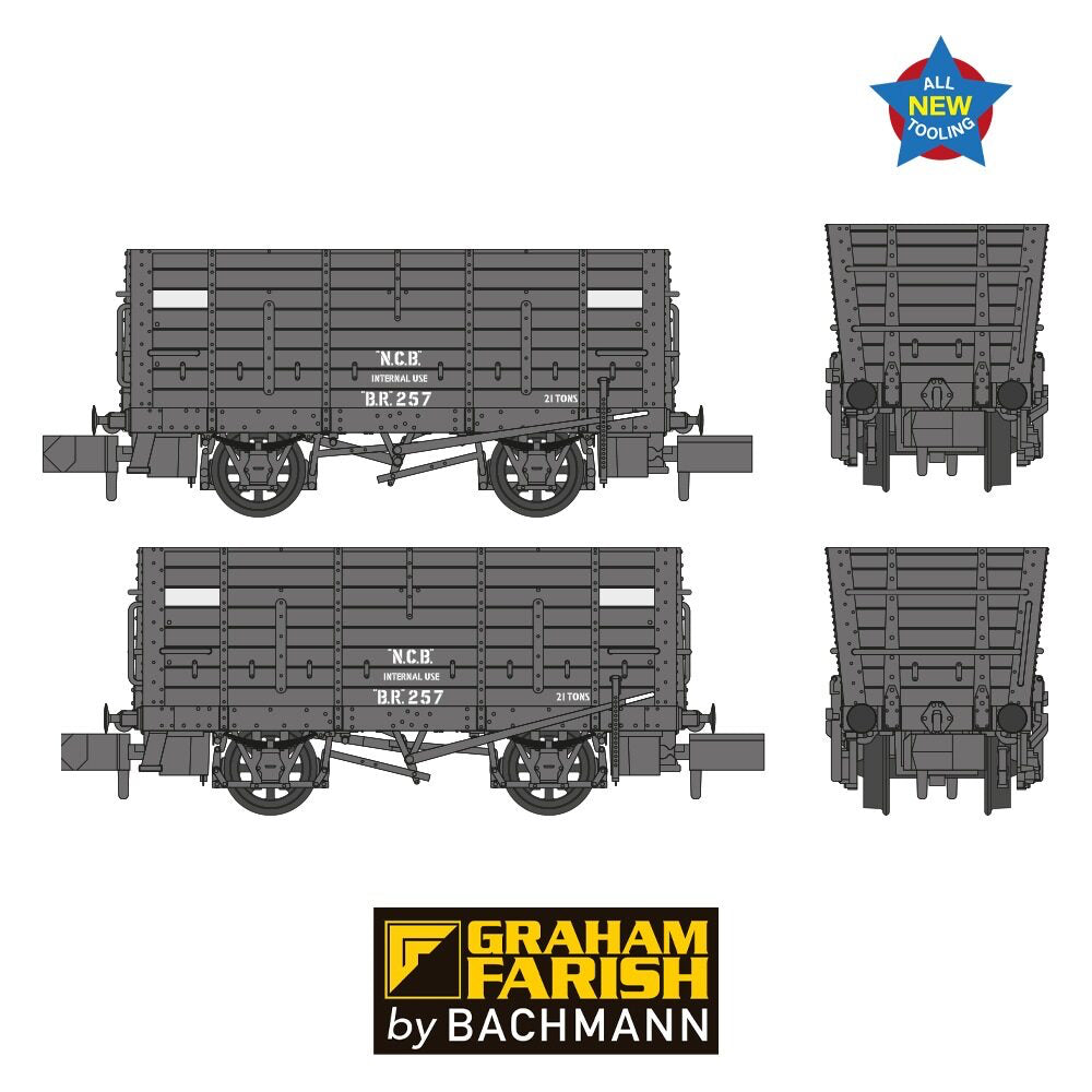 Graham Farish 373-378 NER P7 Coal Hopper NCB Black N Gauge