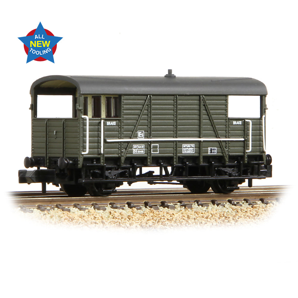 Graham Farish 378-028 SE&CR 25T 'Dance Hall' Brake Van BR Departmental Olive Green