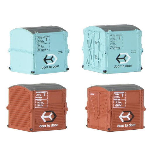 Graham Farish 379-392 Type A Containers BR Bauxite (x2) & Type AF Cont. BR Ice Blue (x2)