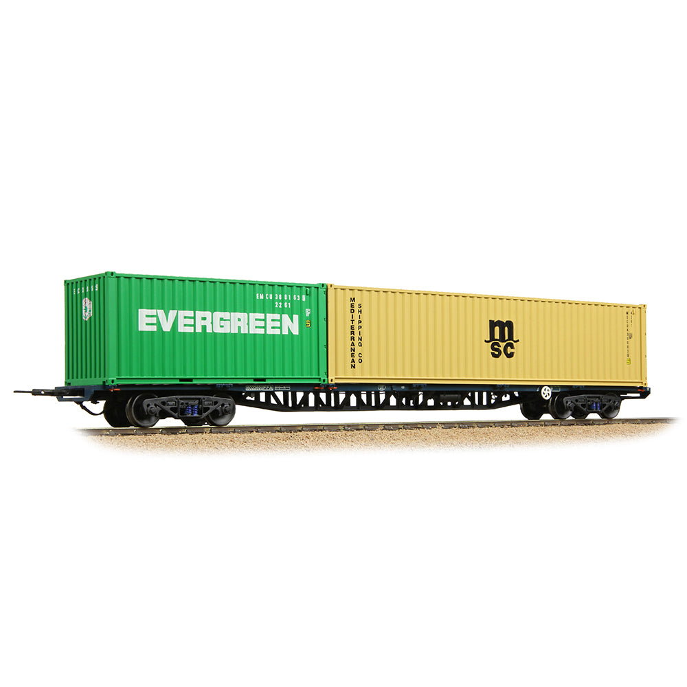 Bachmann Branchline 38-628B FFA Inner Flat BR Blue (TOPS) 20ft & 40ft ISO Cont.