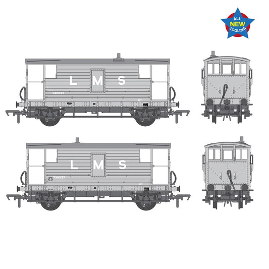Bachmann Branchline 38-975 LMS 20T Brake Van LMS Grey (L M S) OO Gauge
