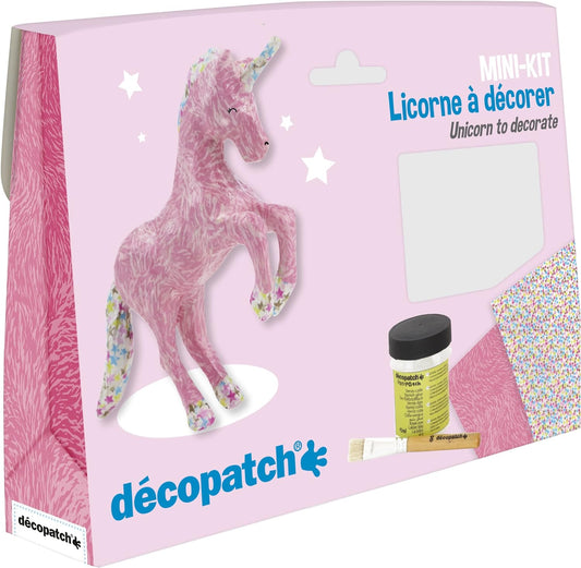 Décopatch Unicorn Mini Kit Paper Mache Animals Brush & Glue