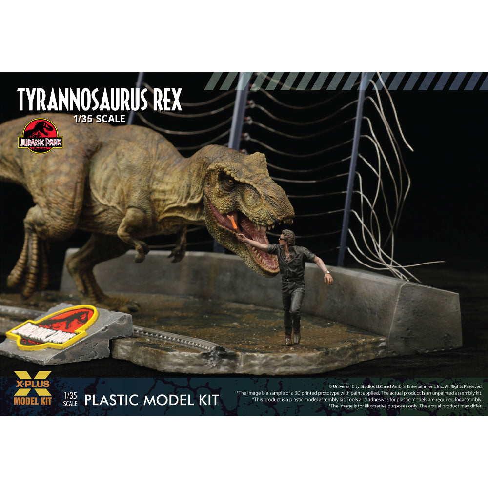 X-Plus Jurassic Park Tyrannosaurus Rex & Dr Malcolm Figure 1:35 Model Kit