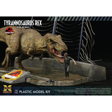 X-Plus Jurassic Park Tyrannosaurus Rex & Dr Malcolm Figure 1:35 Model Kit