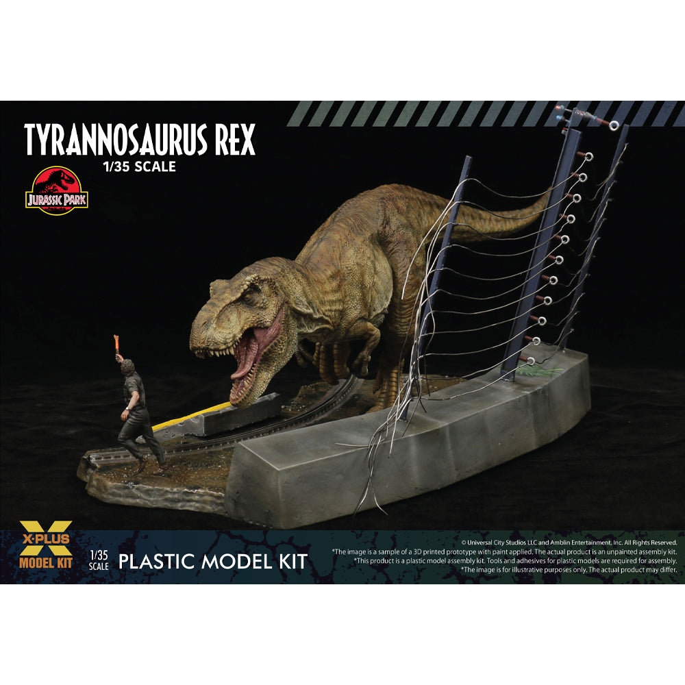 X-Plus Jurassic Park Tyrannosaurus Rex & Dr Malcolm Figure 1:35 Model Kit