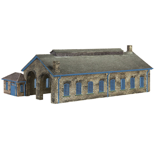 Scenecraft 42-0157B Two Road Stone Engine Shed Blue