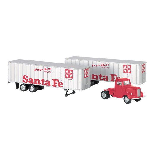 Bachmann USA 1950/60's Truck Cab & 2 Piggyback Trailers Santa Fe HO 42232