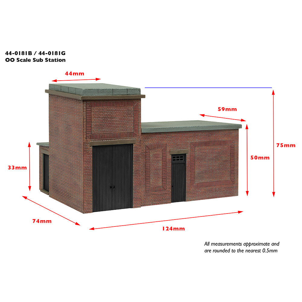 Scenecraft 44-0181B Lineside Brick Substation Building Black OO Gauge