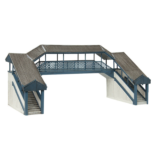 Scenecraft 44-020B Covered Metal Footbridge Blue and Cream OO Gauge Layout