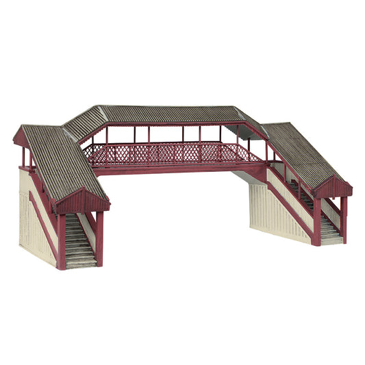 Scenecraft 44-020R Covered Metal Footbridge Red and Cream OO Gauge Layout