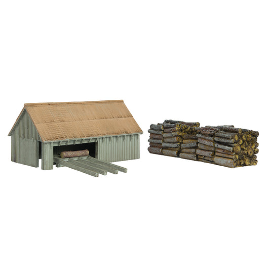 Scenecraft 44-1008 Sawmill and Woodpile Natural Wood 1:76