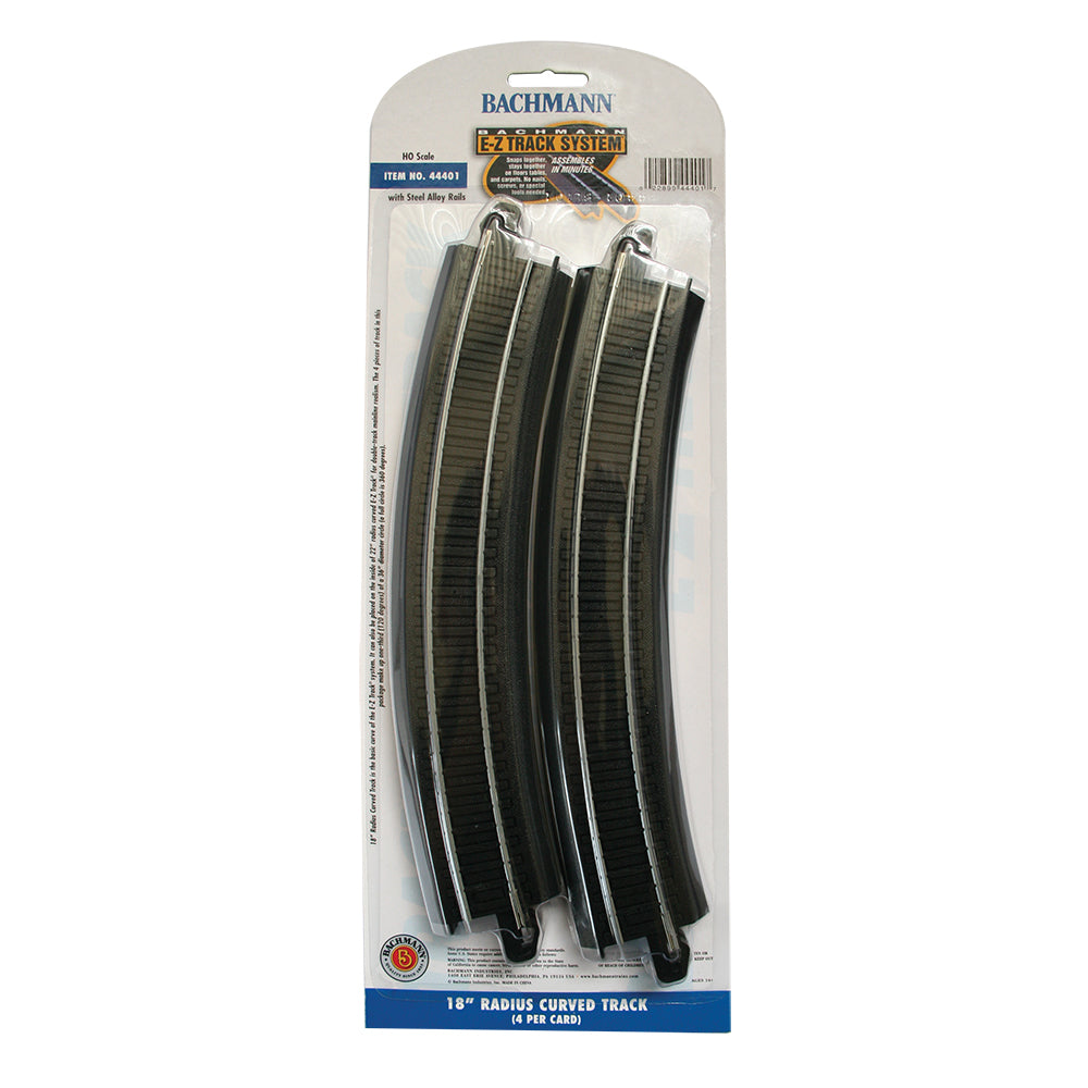 Bachmann USA 18Rad Curved Track (4/Card) HO Gauge 44401