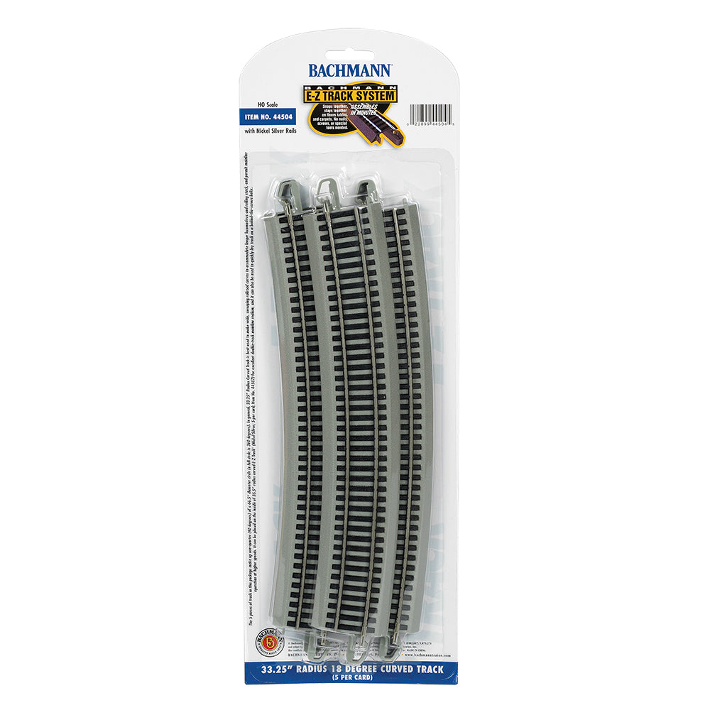 Bachmann USA 33.25' Radius 18 Degree Curved Track (5/Card) HO Gauge 44504