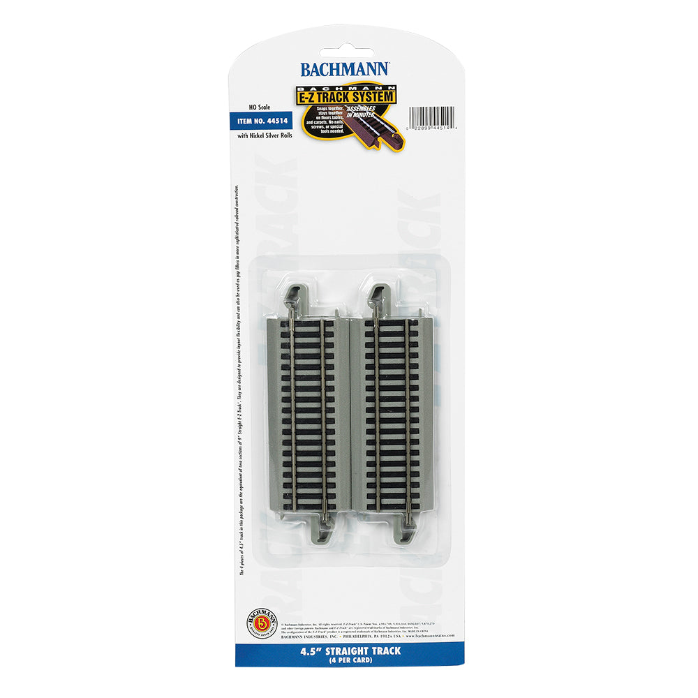 Bachmann USA 4.5' Straight Track (4/Card) HO Gauge 44514