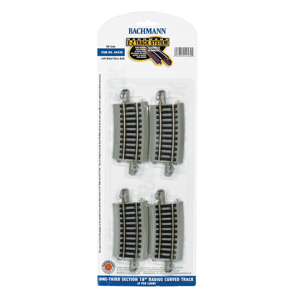 Bachmann USA One-Third Section 18' Radius Curved Track (4/Card) HO Gauge 44530