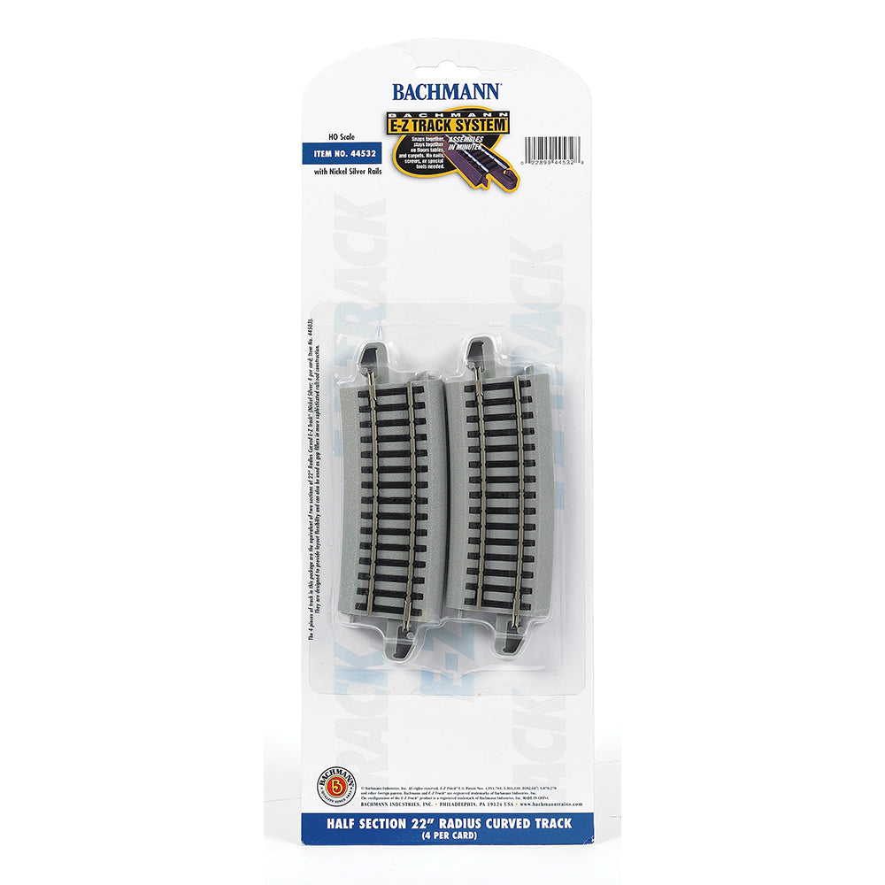 Bachmann USA Half Section 22' Radius Curved Track (4/Card) HO Gauge 44532