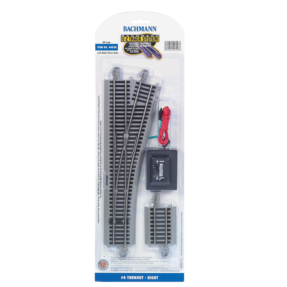 Bachmann USA #4 Turnout Right (1/Card) HO Gauge 44558