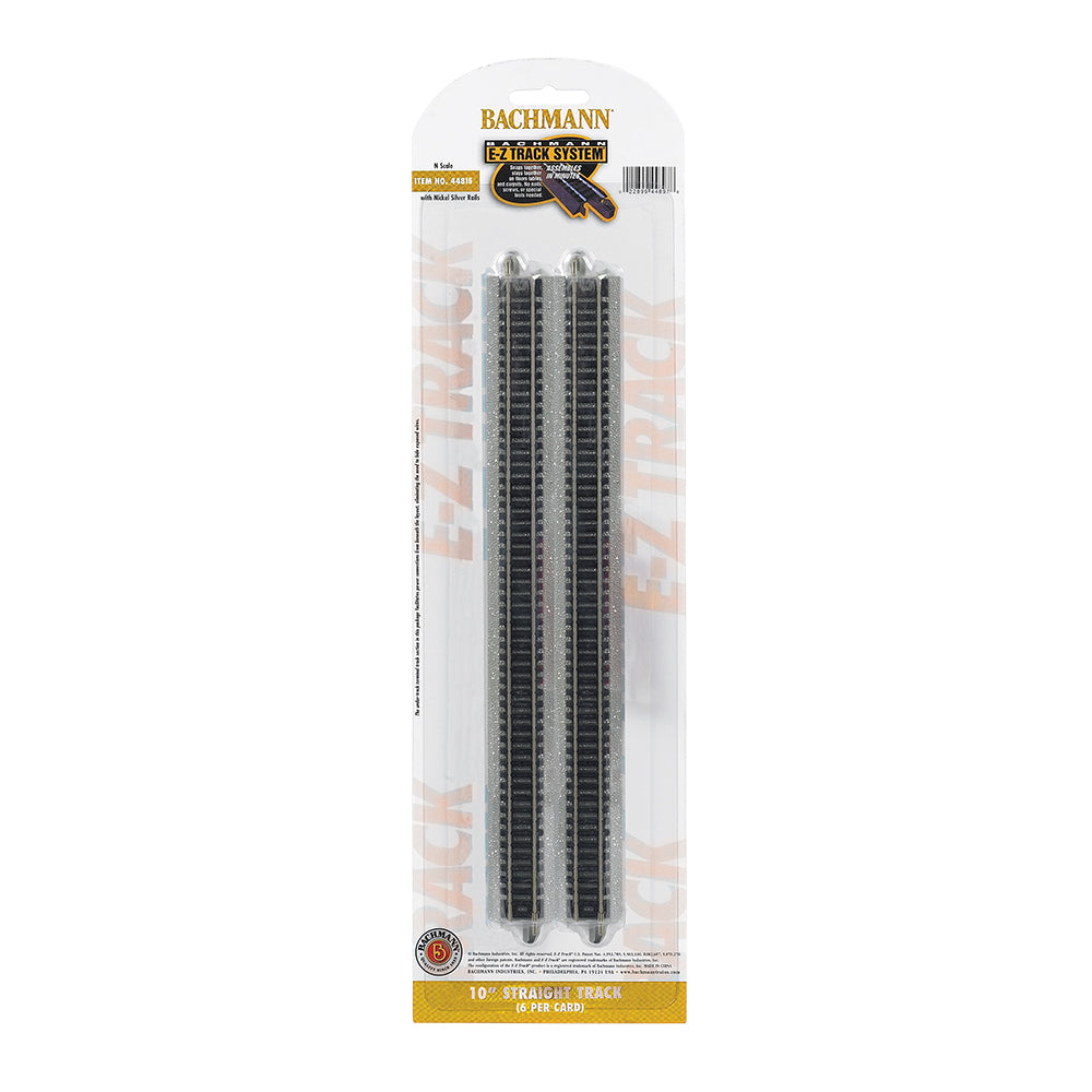 Bachmann USA 10'' Straight Track (6/Card) N Gauge 44815