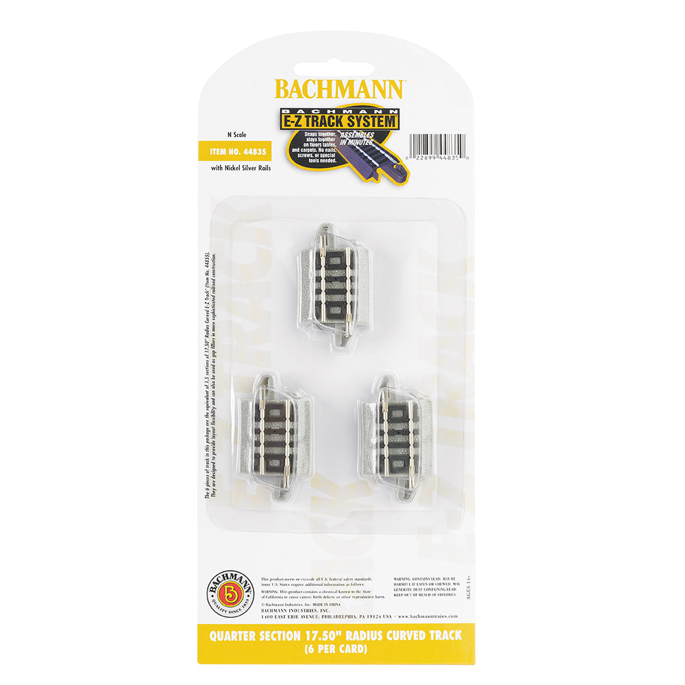 Bachmann USA Quarter Section 17.50'' Radius Curved Track (6/Card) N Gauge 44835