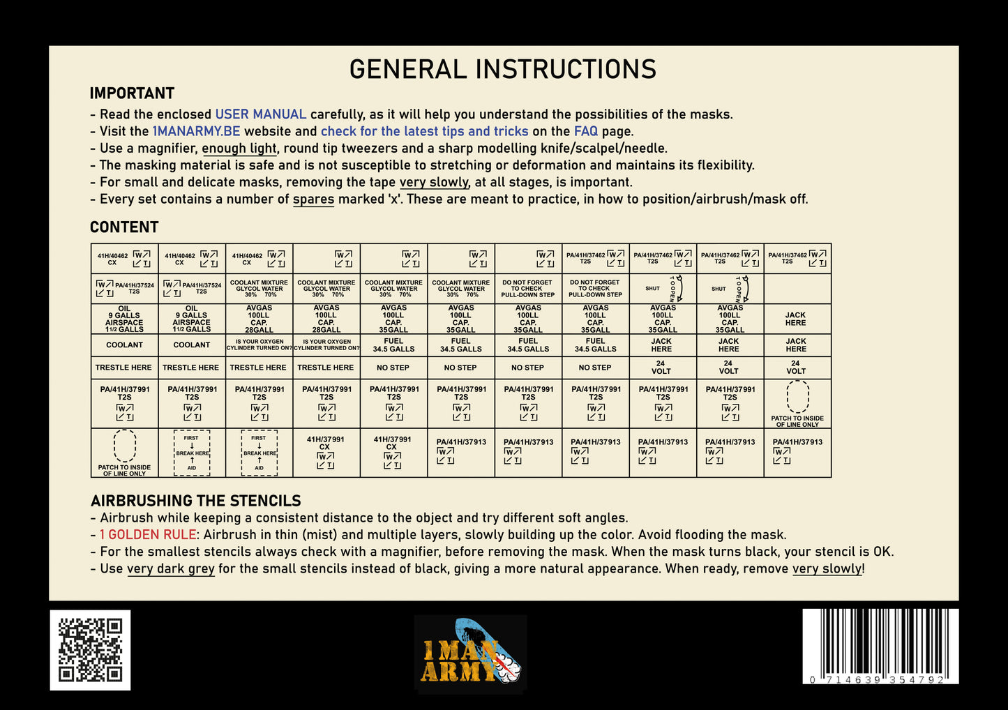 1ManArmy 48GEN301 1:48 Hawker Hurricane Mk.I/IIB/IIC data stencils set