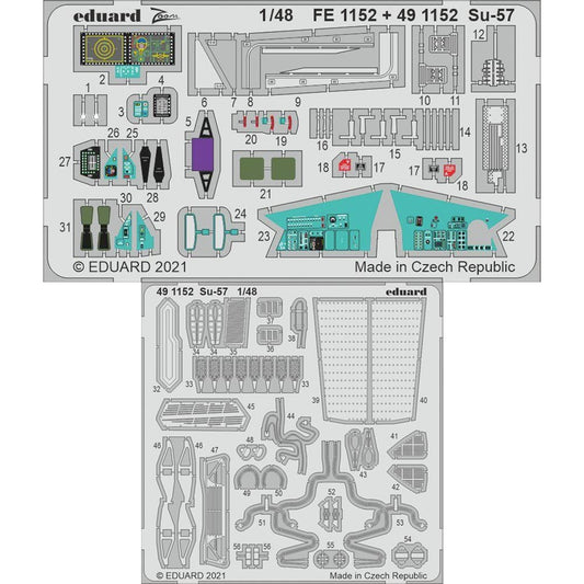 Eduard 491152 Etched Aircraft Detailling Set 1:48 Sukhoi Su-57 Frazor