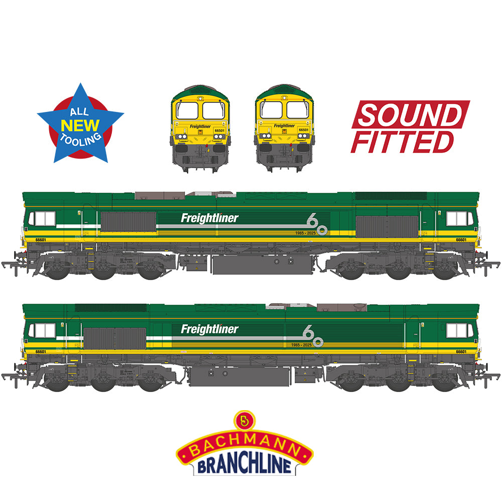 Bachmann Branchline 50-012SF Class 66/6 66601 Freightliner 60 1965-2025 Green