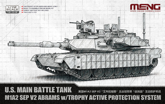 MENG-Model 72-016 U.S. Main Battle Tank M1A2 SEP V2 Abrams w/TAPS 1:72 Model Kit