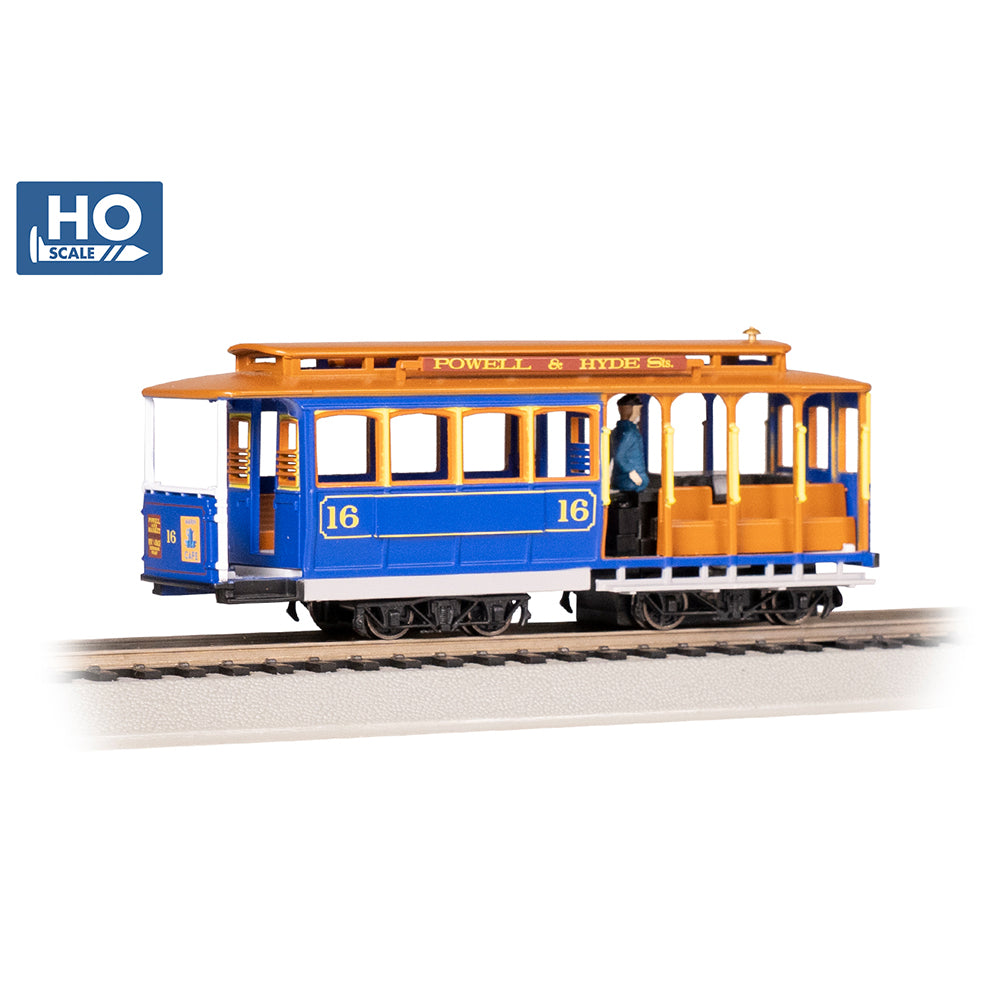 Bachmann USA Cable Car (with Grip Man) - Blue & Tan #16 HO Gauge 60528