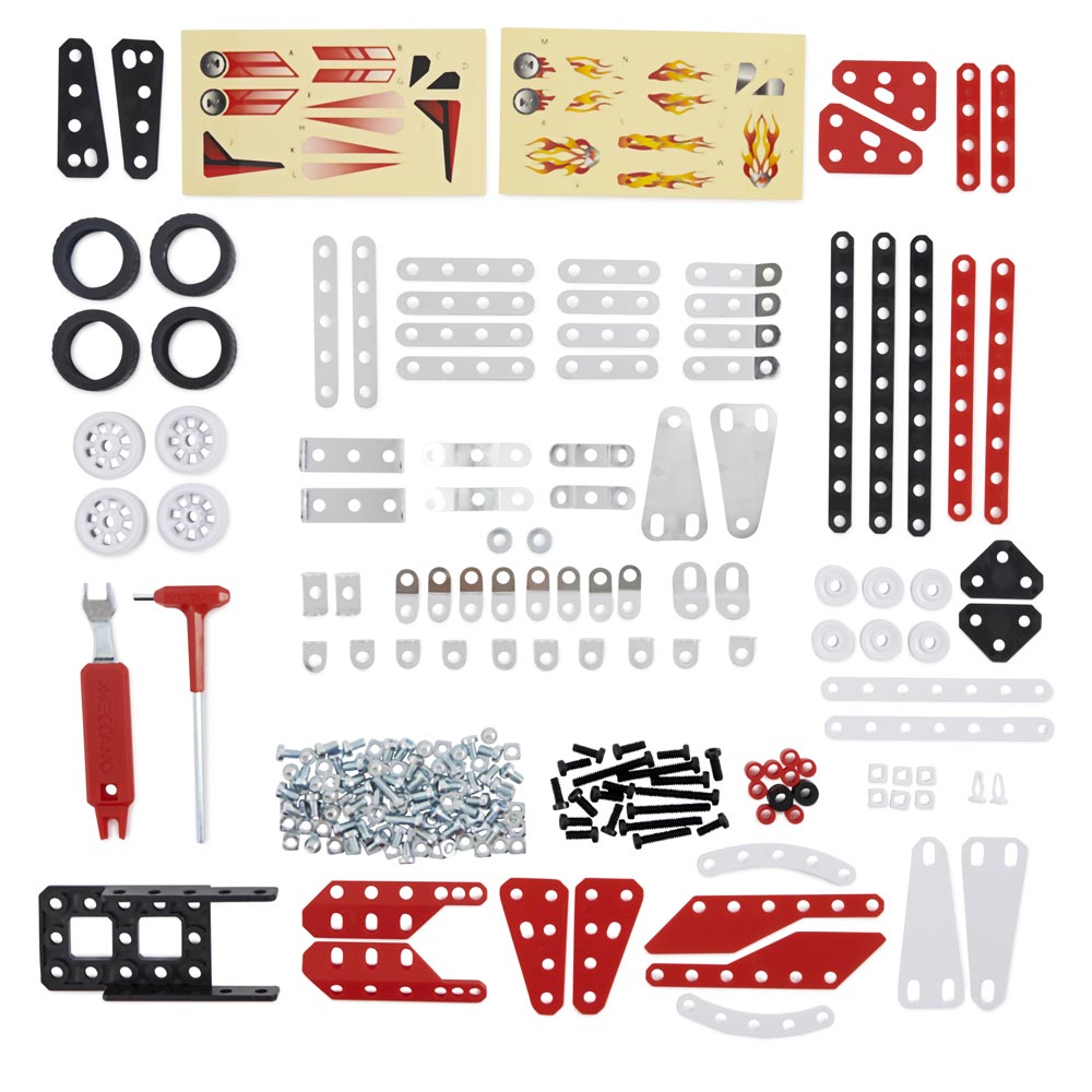 Meccano 10-in-1 Racing Vehicles STEM Model Build Kit 225pcs Age 8+