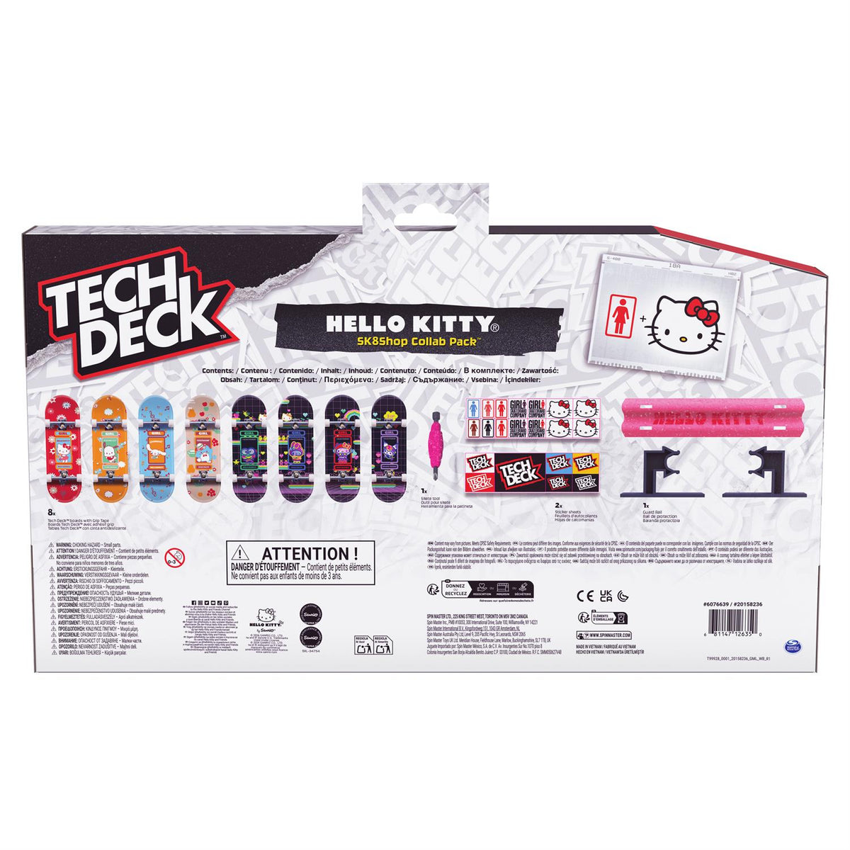 Tech Deck Hello Kitty Sk8Shop Collab 8 Fingerboards - Age 6+ Spinmaster