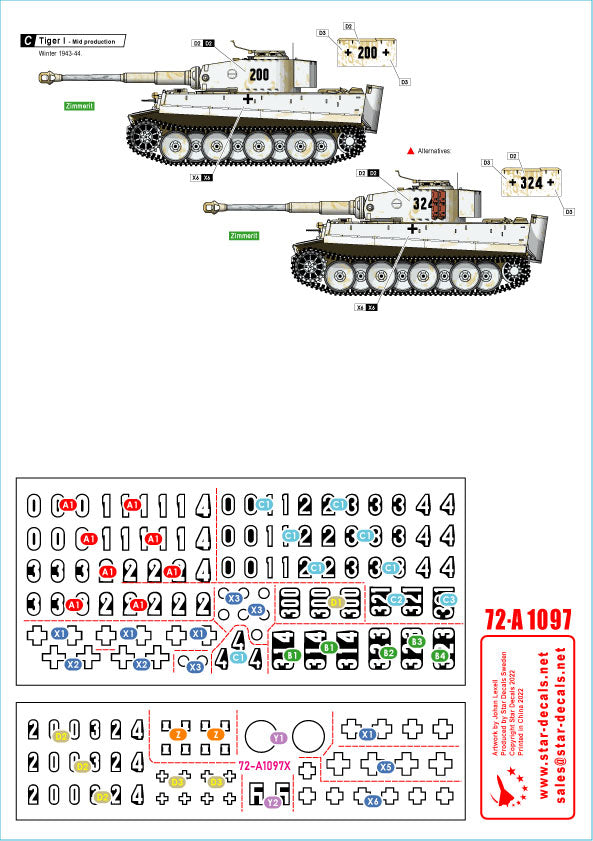 Star Decals 72-A1097 1:72 Tiger I