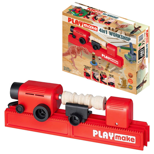 PLAYmake 4-in-1 Workshop - Children's Lathe, Jigsaw, Sander & Drill Modelling