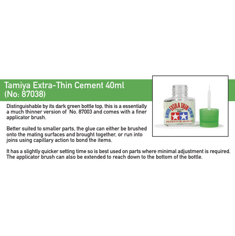 TAMIYA 87038 Extra Thin Cement Glue Model Kit Glue 3 x 40ml