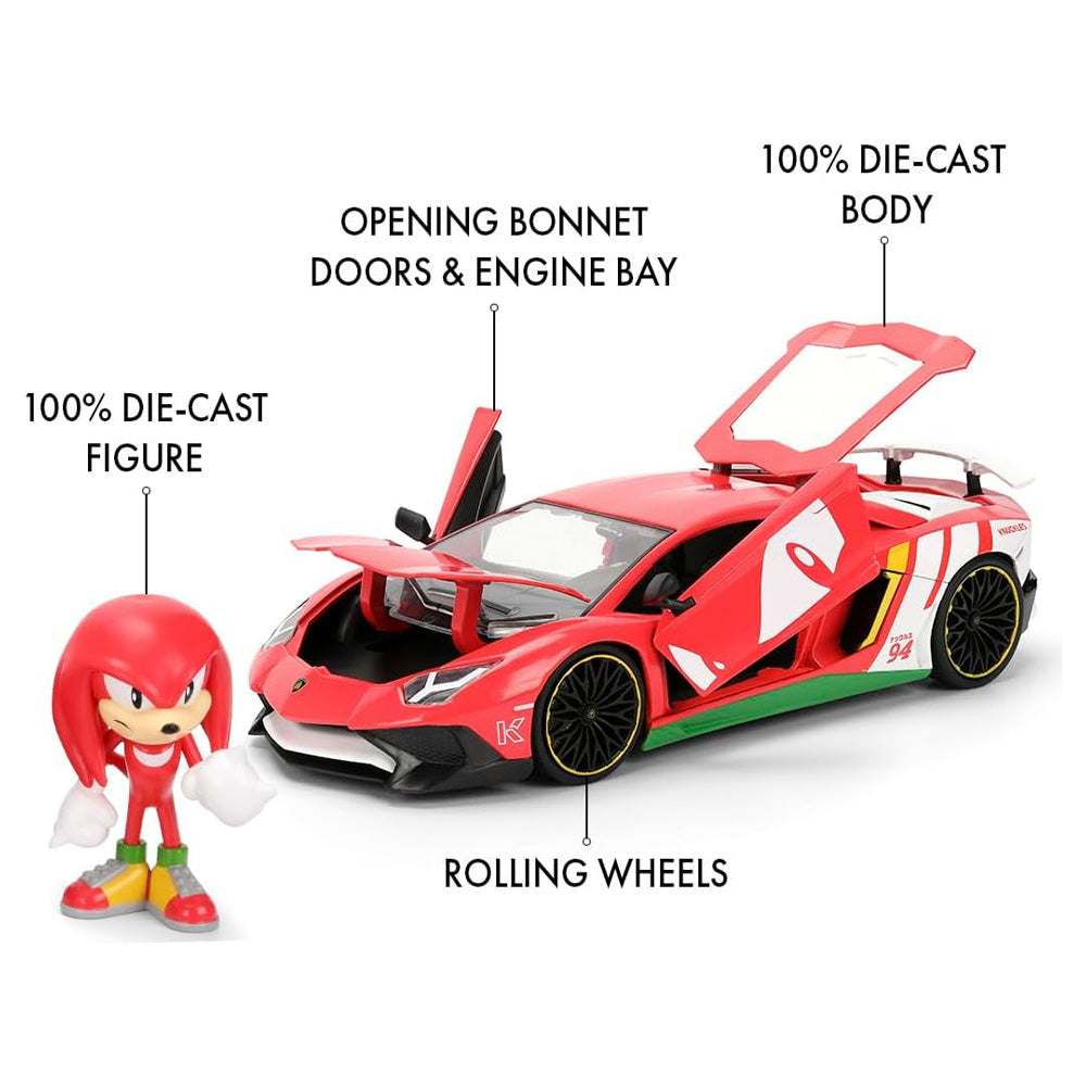 Jada Sonic the Hedgehog Lamborghini Aventador w/Knuckles 1:24 Diecast Car