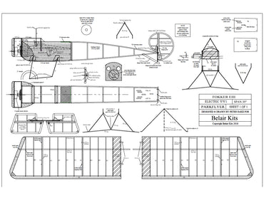 Belair Fokker E-111 Eindekker - Electric Scale Plane Assembly Kit BA011