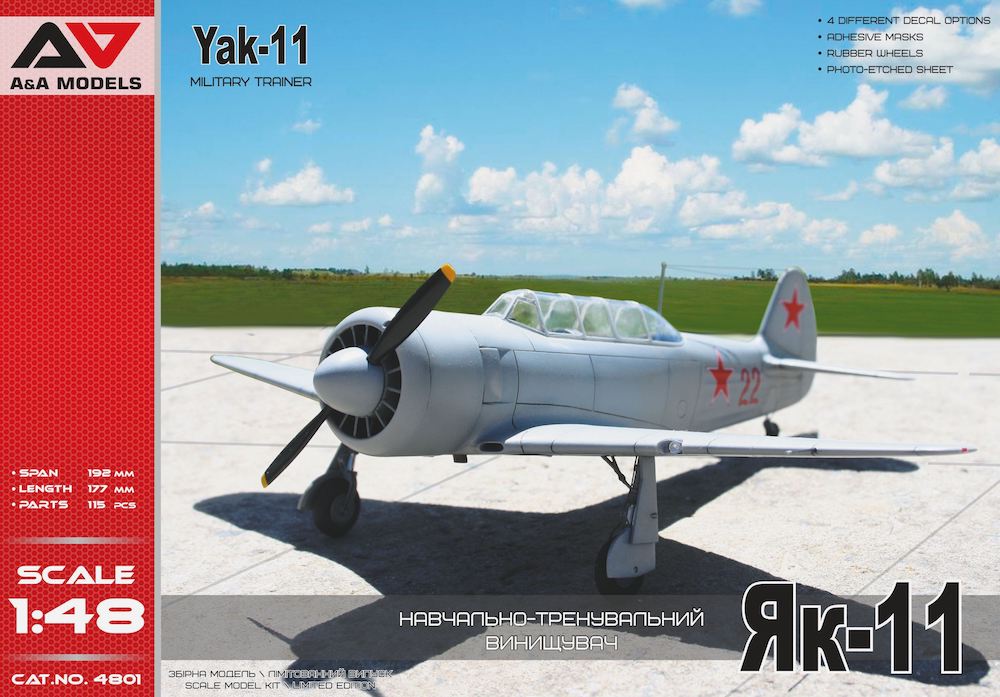 A & A Models Yakovlev Yak-11 Military Trainer with PE & Masks 1:48