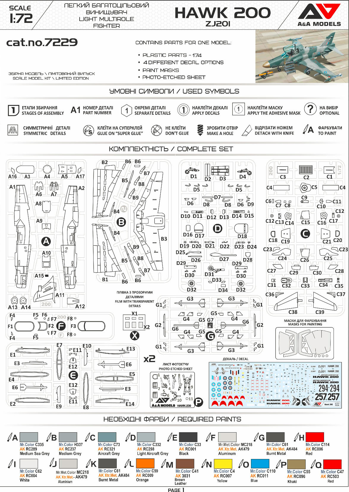 A & A Models AAM7229 1:72 British Aerospace Hawk 200 reg ZJ201