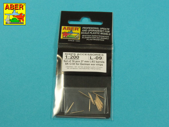 Aber 37mm L/83 Barrels SK C/30 for German Ships (16 pcs) 1:200