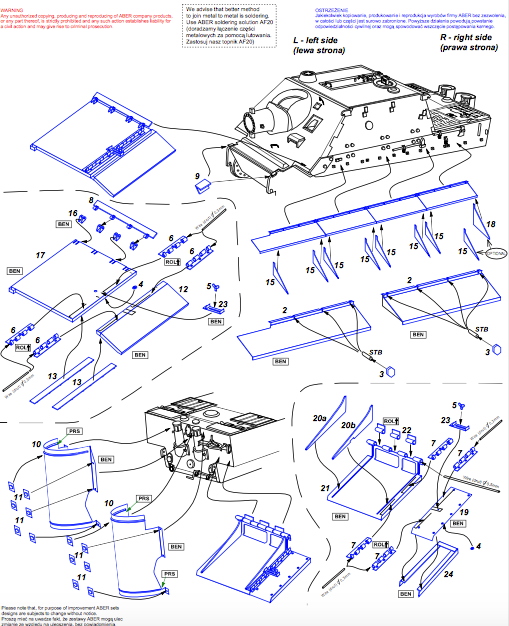 Aber ABR35A043 1:35 fenders and exhaust cover for Sturmtiger 38cm