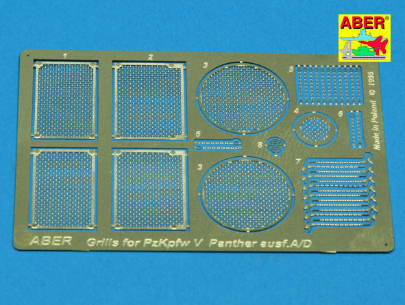Aber ABR35G01 1:35 Grilles for Pz.Kpfw.V Panther Ausf.A/D