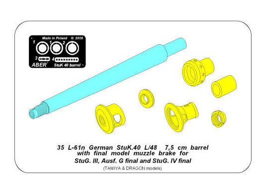 Aber German StuK.40 L/48 7.5cm Barrel Final Muzzle Brake 1:35